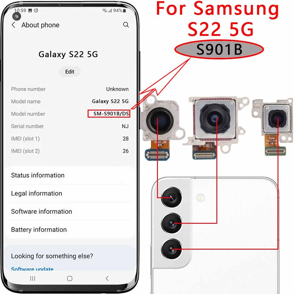 Rear Camera For Samsung Galaxy S22 Ultra S22+ 5G S901B S906B S908 Back ...