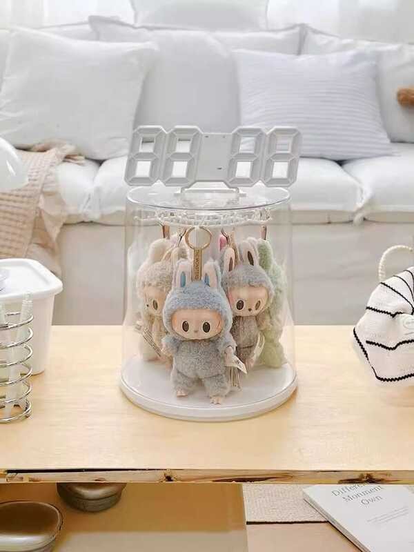 Cute Pendant Display Box Rotating Transparent Labubu Plush Doll Toy ...