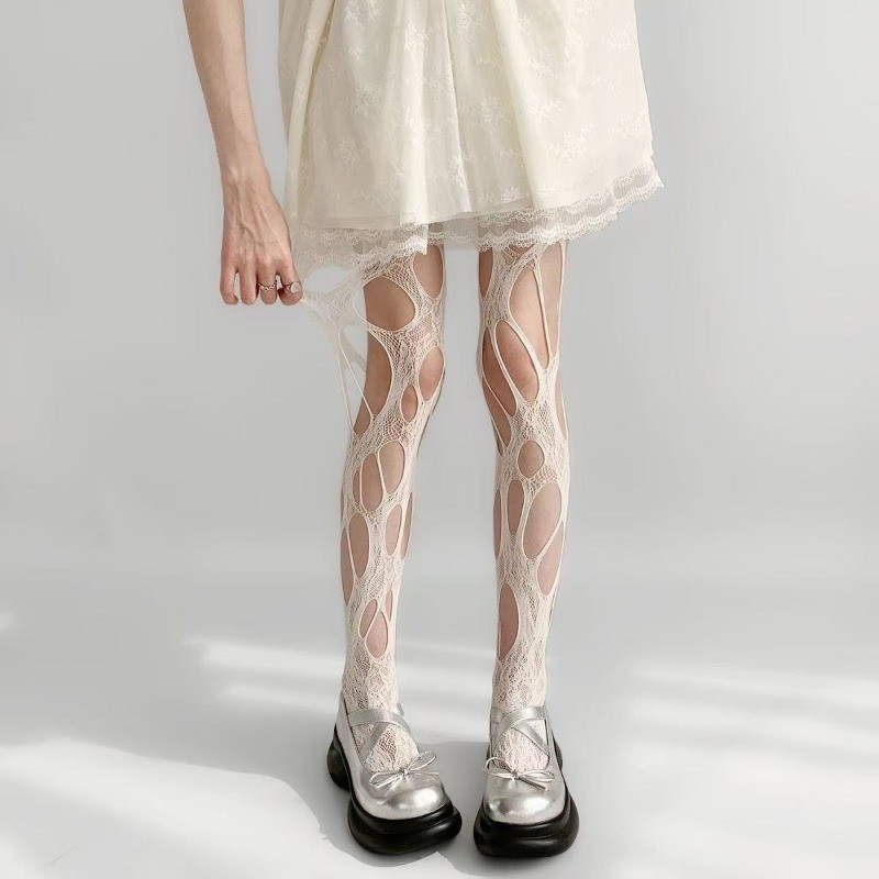 Women Gothic Broken Net Punk Fishnet Tights Y2K Sexy Ripped Stockings ...