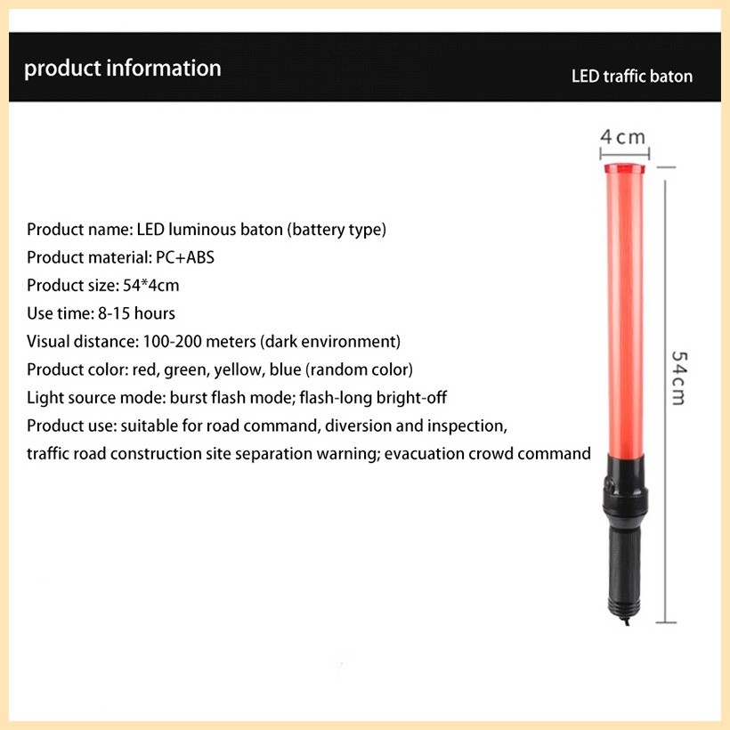 Traffic Baton LED Safety Signal Warning Flashing Light Portable Police ...