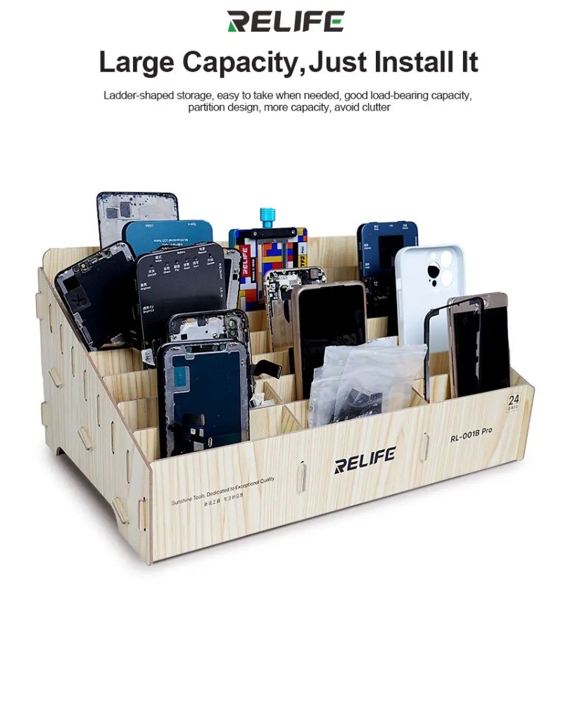 RELIFE RL-001B Pro 24 Cell Phone Management Box Woodiness Storage Box ...