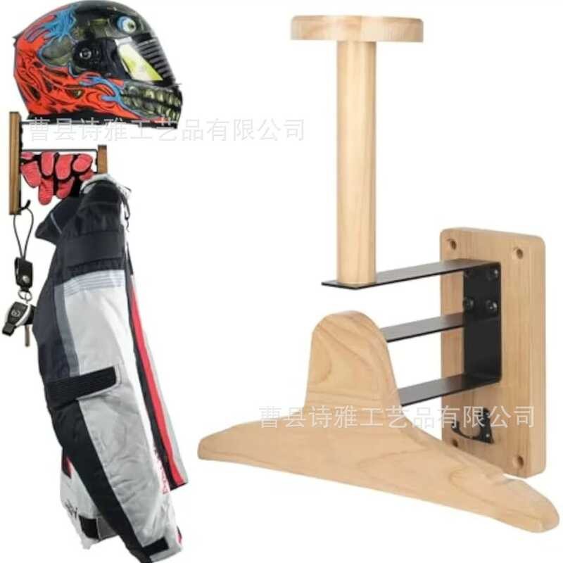 90 Wooden Wall-Mounted Motorcycle Helmet Rack Iron Art With Hook Racing ...
