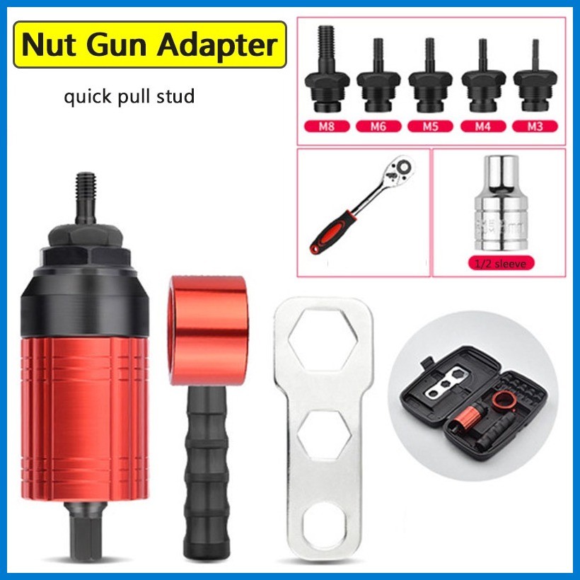 M3~M8 Electric Rivet Gun Rivet Nut Gun Drill Bit Adapter Insert Nut ...