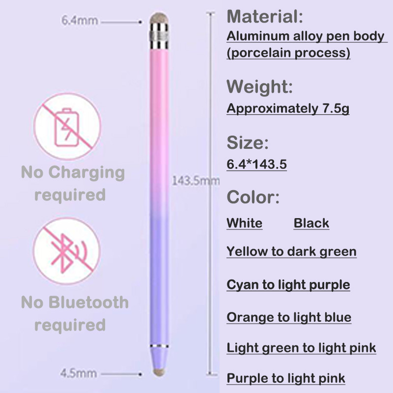 Dual-head Universal 2 in 1 Stylus Pen For iPad iPhone Tablet Capacitive ...