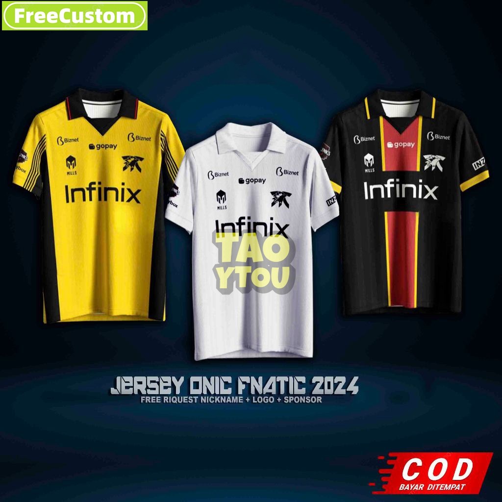 Latest Premium 2025 Onic Fnatic Jersey Infinix T-Shirt, Free To Put ...