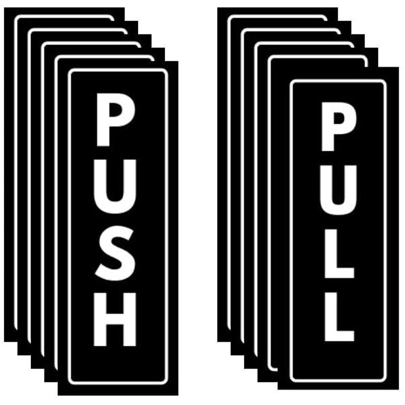 Push Pull Door Sign Sticker 3D Mirror Letters Self Adhesive for Mall ...