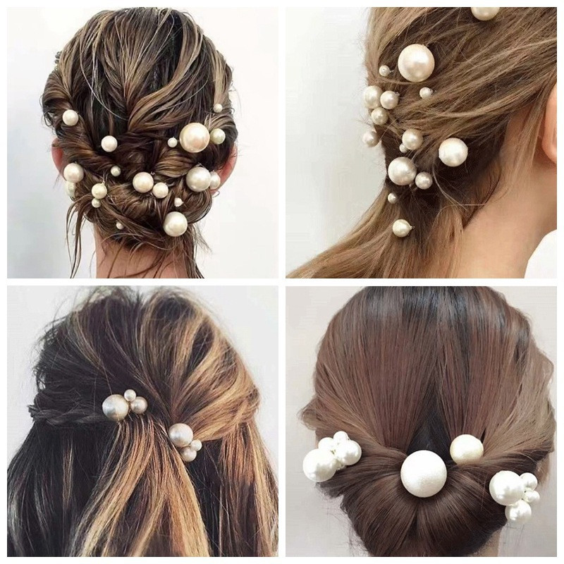 18 Pieces Pearl Hairpin Bridal Pearl Tiara Headwear Simple Pearl Hair ...