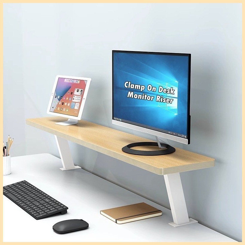 Floating Desktop Bookshelf Book Shell Clamp-On Monitor Riser Desk ...