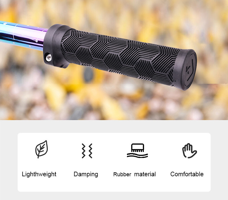 Napzy Bike Handlebar Grips - Rubber MTB/BMX Grips With Aluminum End Caps (Red & Black)