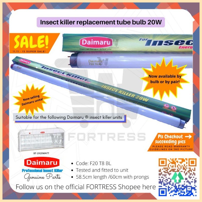 INSECT KILLER GC-20W - Lampada Ammazza Insetti 20W (2x10W) Con Raggio D'Azione 60mq, 230V