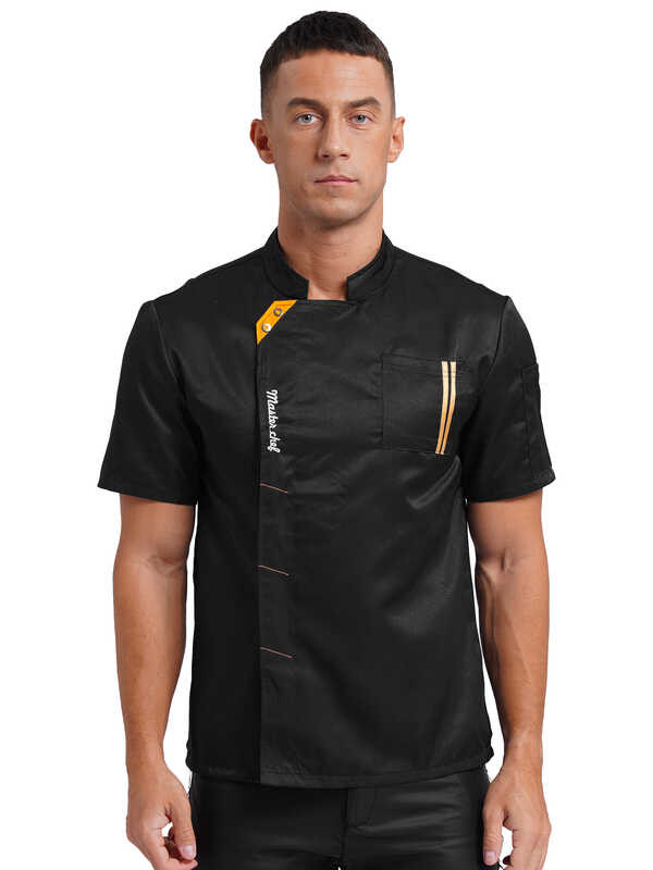 Womens Mens Chef Jacket Coat Short Sleeve Letter Embroidery Cook ...