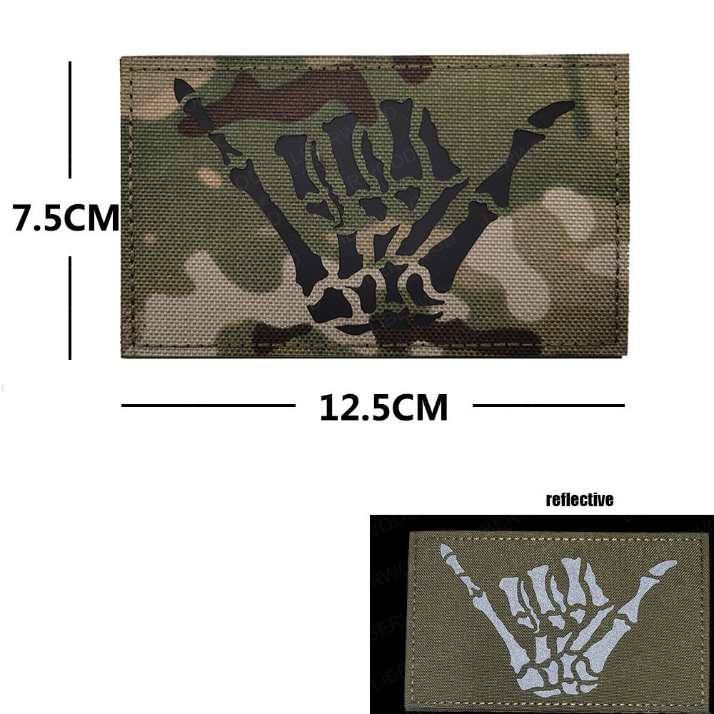 Skull Skeleton Hand Finger Glow Dark Patch, Infrared IR Reflective ...
