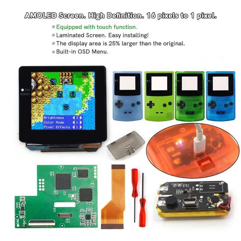 Yy Hispeedido GBC OLED AMOLED Laminated Touch Screen OSD RETRO PIXEL ...
