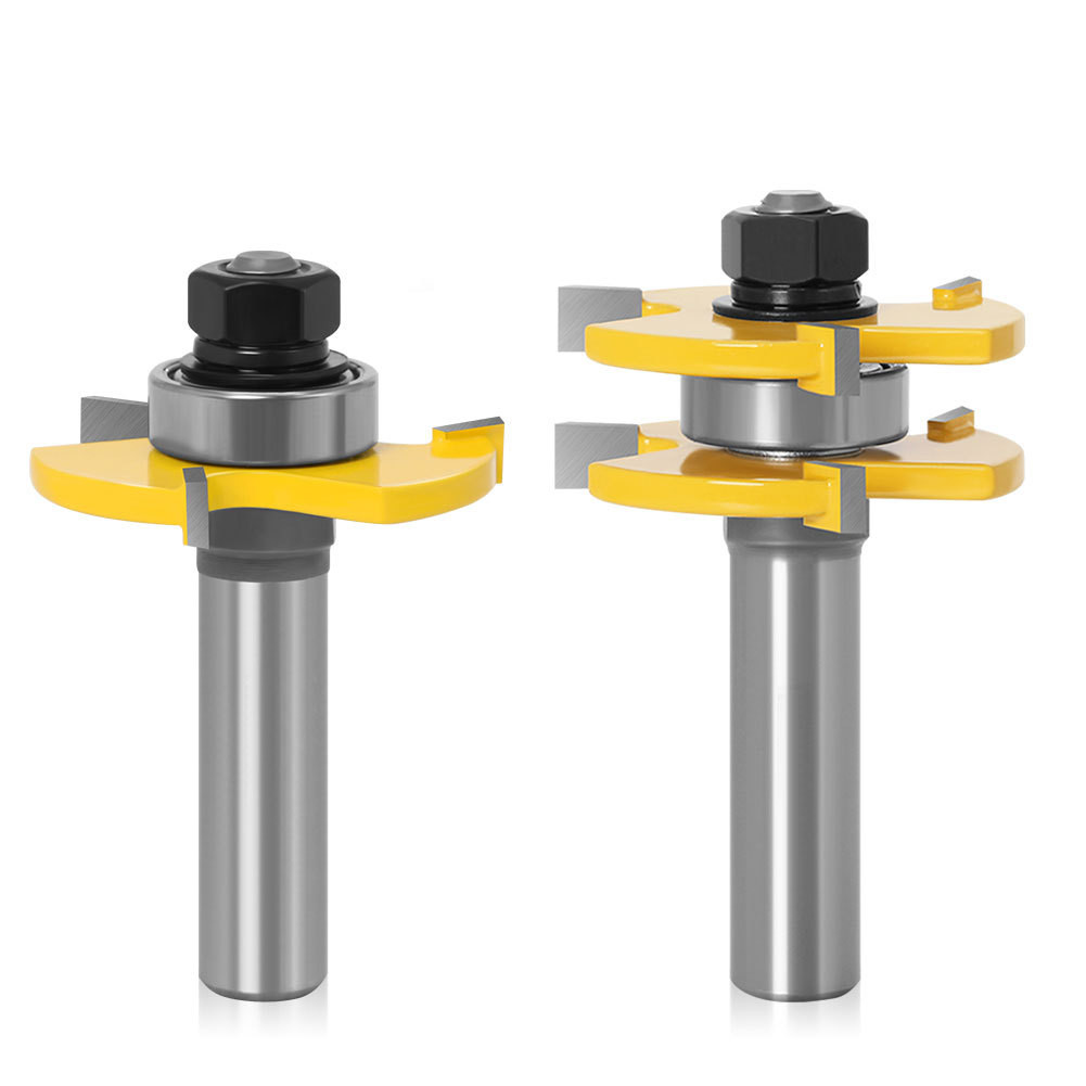 3-Tooth Tongue and Groove Router Bit Set, 1/2 Inch & 1/4 Inch Shank ...