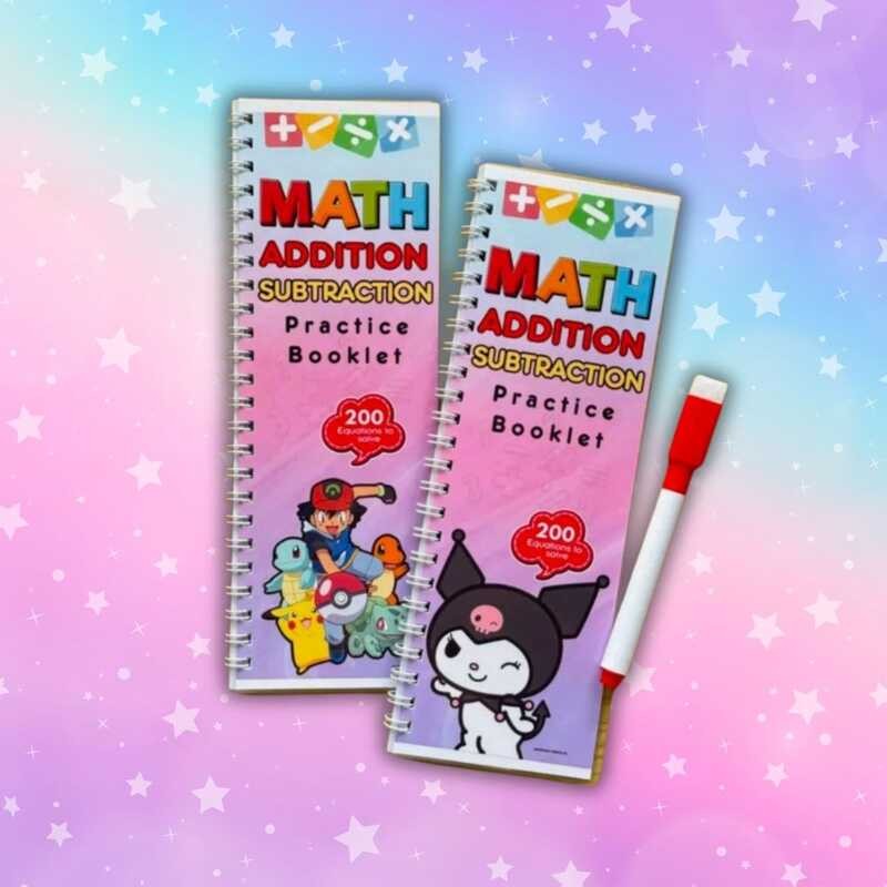 Write And Erase Math Practice Booklet Addition, Subtraction ...