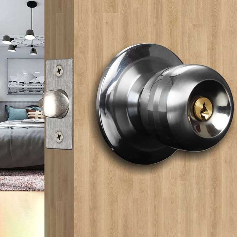 W 1 Set Stainless Globular Knobs Rotation Lock Knobset Handle Metal ...