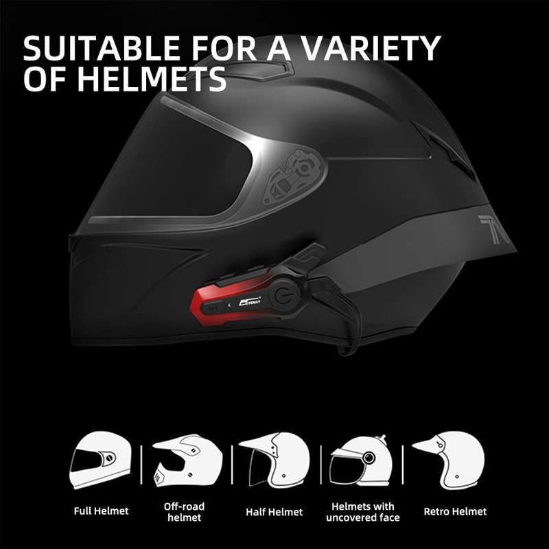 Y10 2X Wireless Bluetooth 5.3 Motorcycle Helmet Intercom Headset 500M ...