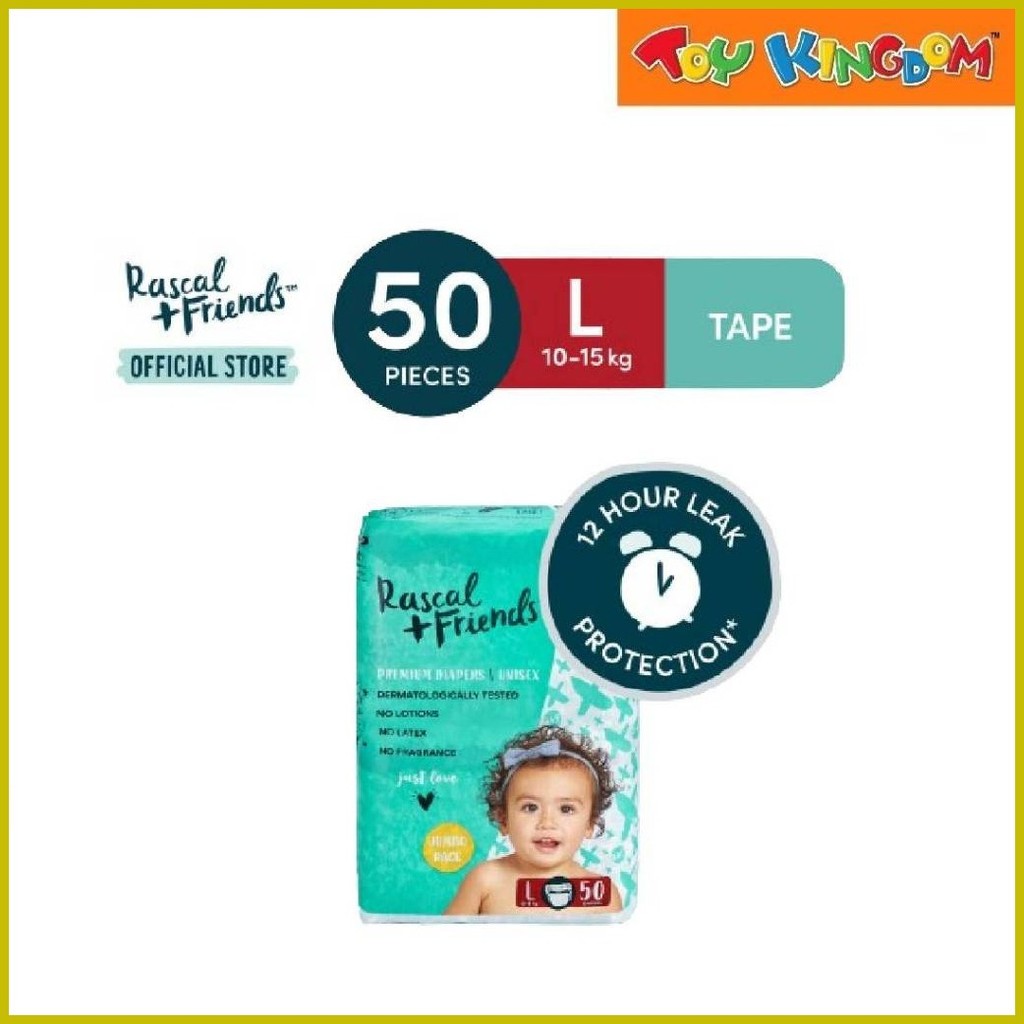 Rascal + Friends Taped Diapers Jumbo Pack Large 50 Pads | Shopee ...