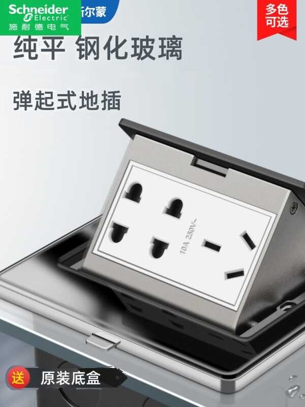 Schneider tempered glass ground socket with concealed flat cover plate ...