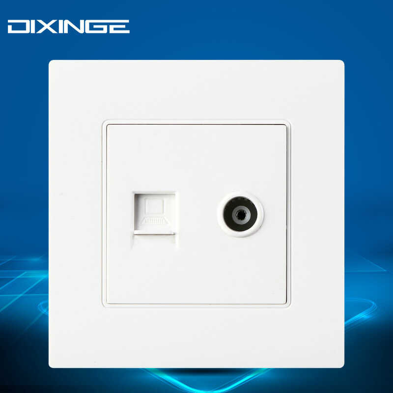 86 type white panel Ethernet cable TV network wall socket 2-in-1 ...