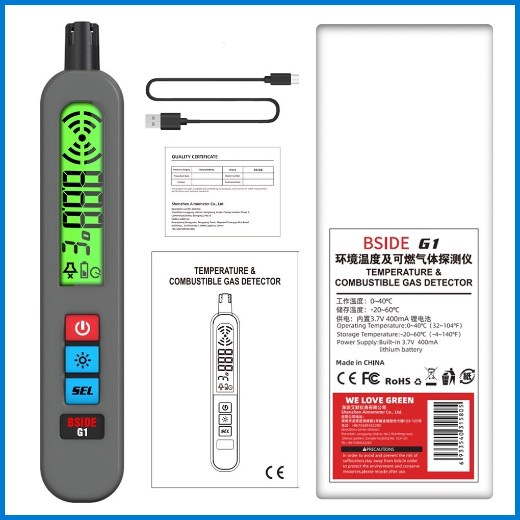 Keykits- Handheld Combustible Gases Leak Detector Natural Gases Leakage Tester Portable Ppm Meter Combustible Gases Detection Tool 4 Concentration Indicators With Sound And Light Alarm I3385963179