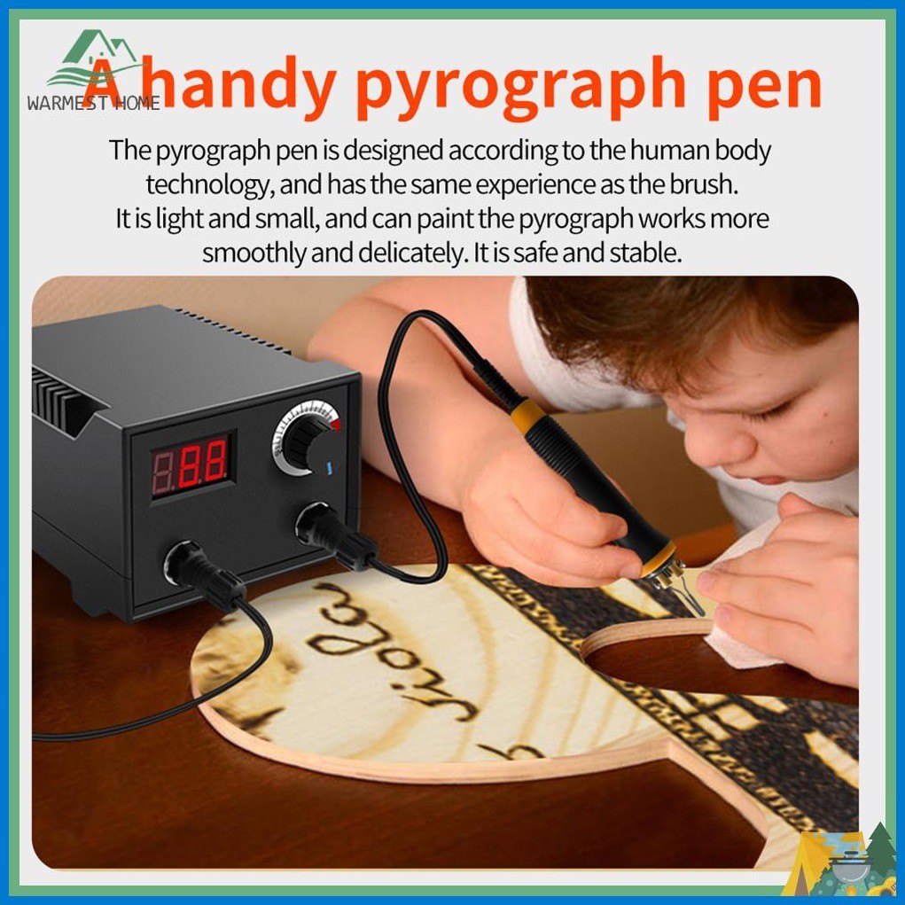{Warm} Electric Gourd Wooden Pyrography Machine with 20pcs Heating Pen ...