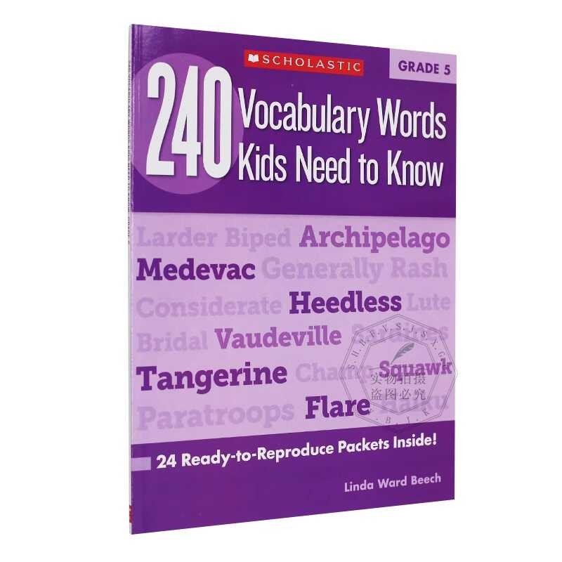 240 Vocabulary Words Kids Need to Know Grade 5 English Original Version ...