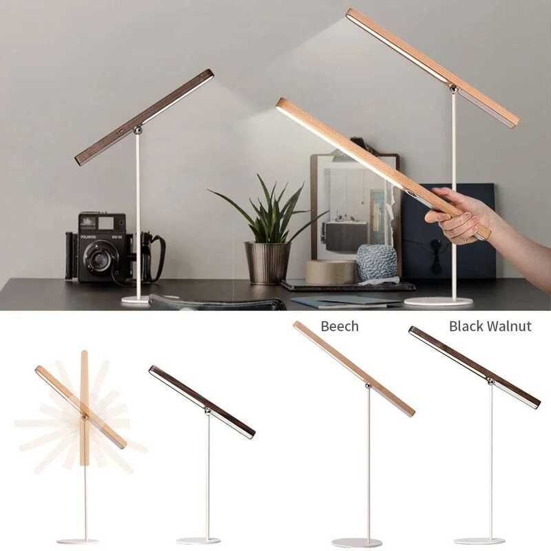 X Desk LED Wood Dimmable Lamp Touch Table Rechargeable Bedside Light ...
