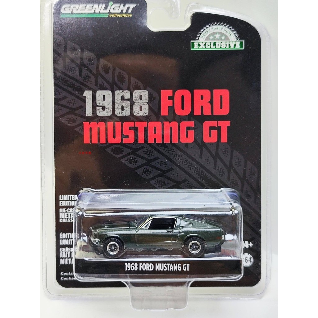 Greenlight 1/64 Ford Mustang GT 1968 Verte - Steve McQueen Bullitt - Modèle Réduit
