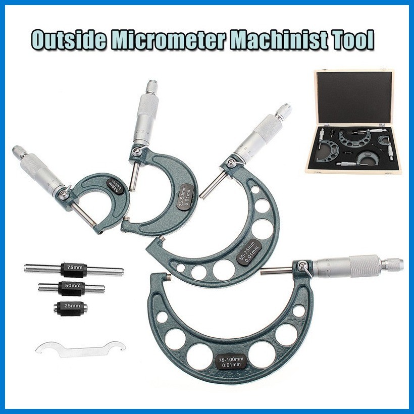 Industrial Grade Micrometer Set 4 Piece with Calibration Rod and ...
