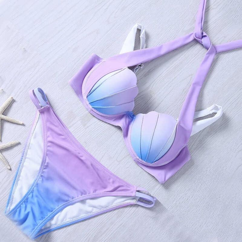 2022 New Swimsuit Mermaid Bikini Swimsuit 5 Gradient Shell Bikini ...