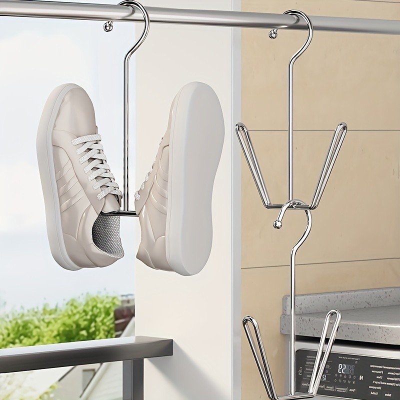 1/3PCS Stainless Steel Shoe Drying Rack Metal Hanging Shoe Organizer ...