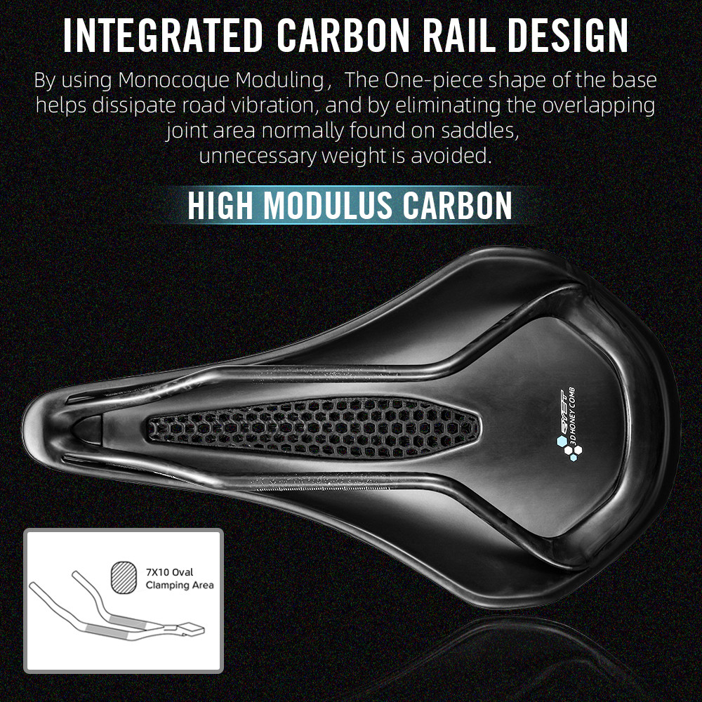 RYET Ultra Full Carbon 3D printed Bike Saddle 205g High Modulus Carbon ...