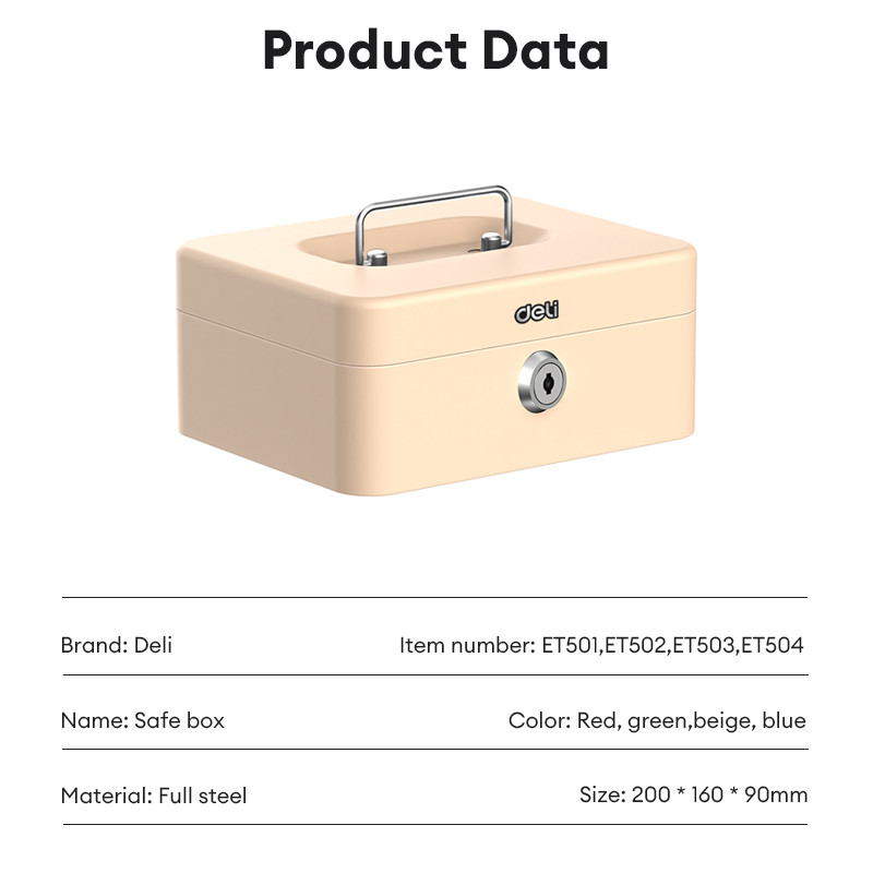 Deli Vusign Cash Safe Box Key Piggy Bank Home Storage Coin Box | Shopee ...