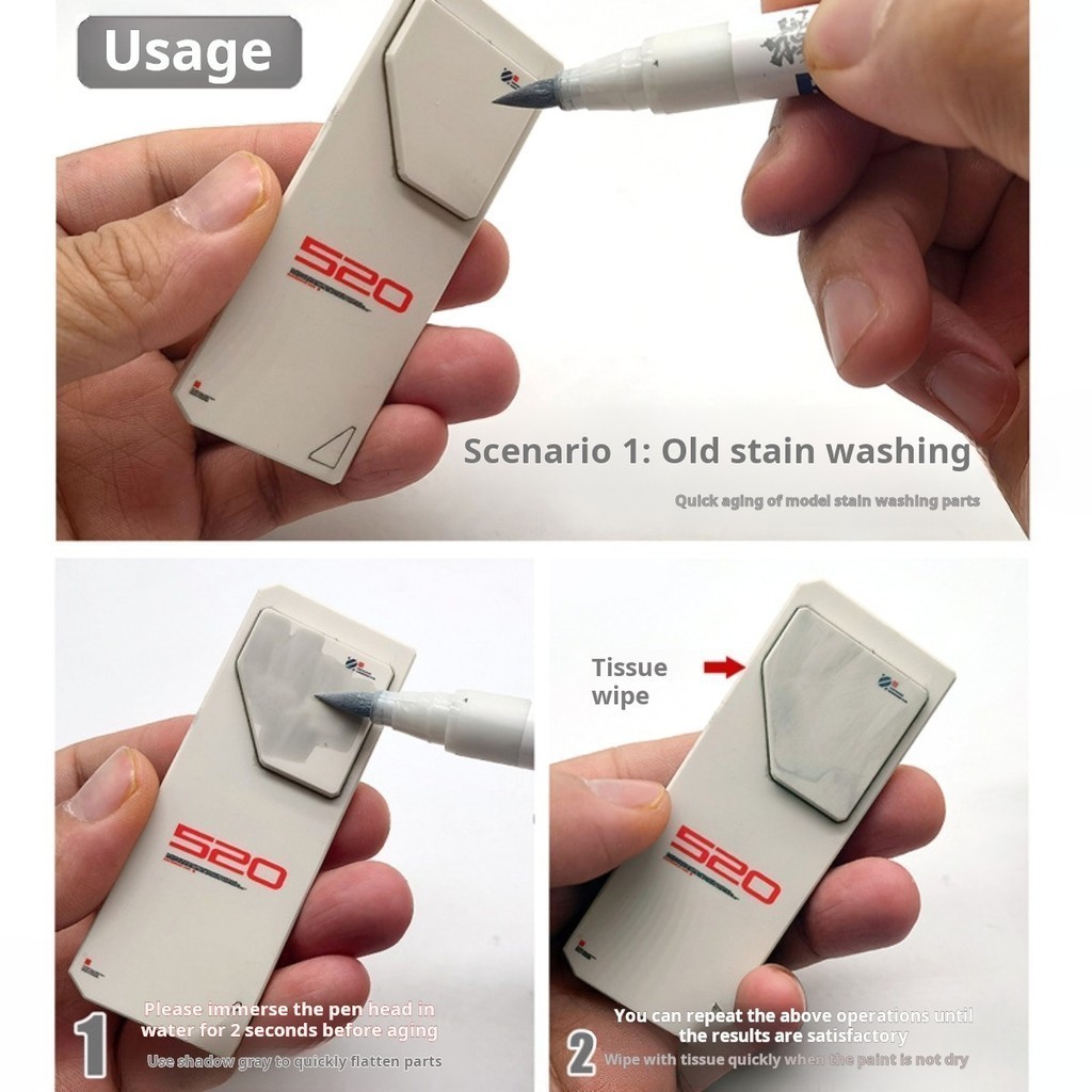 Real Touch Marker Fading Pen Set for Aging Gundam Building GK Model ...