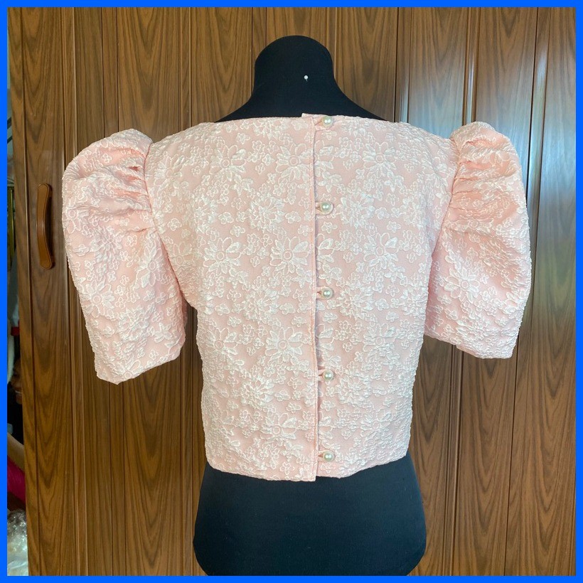 ∏ ☬ Casual Filipiniana Puff Sleeves/Modern Kimona- Embossed Top ...