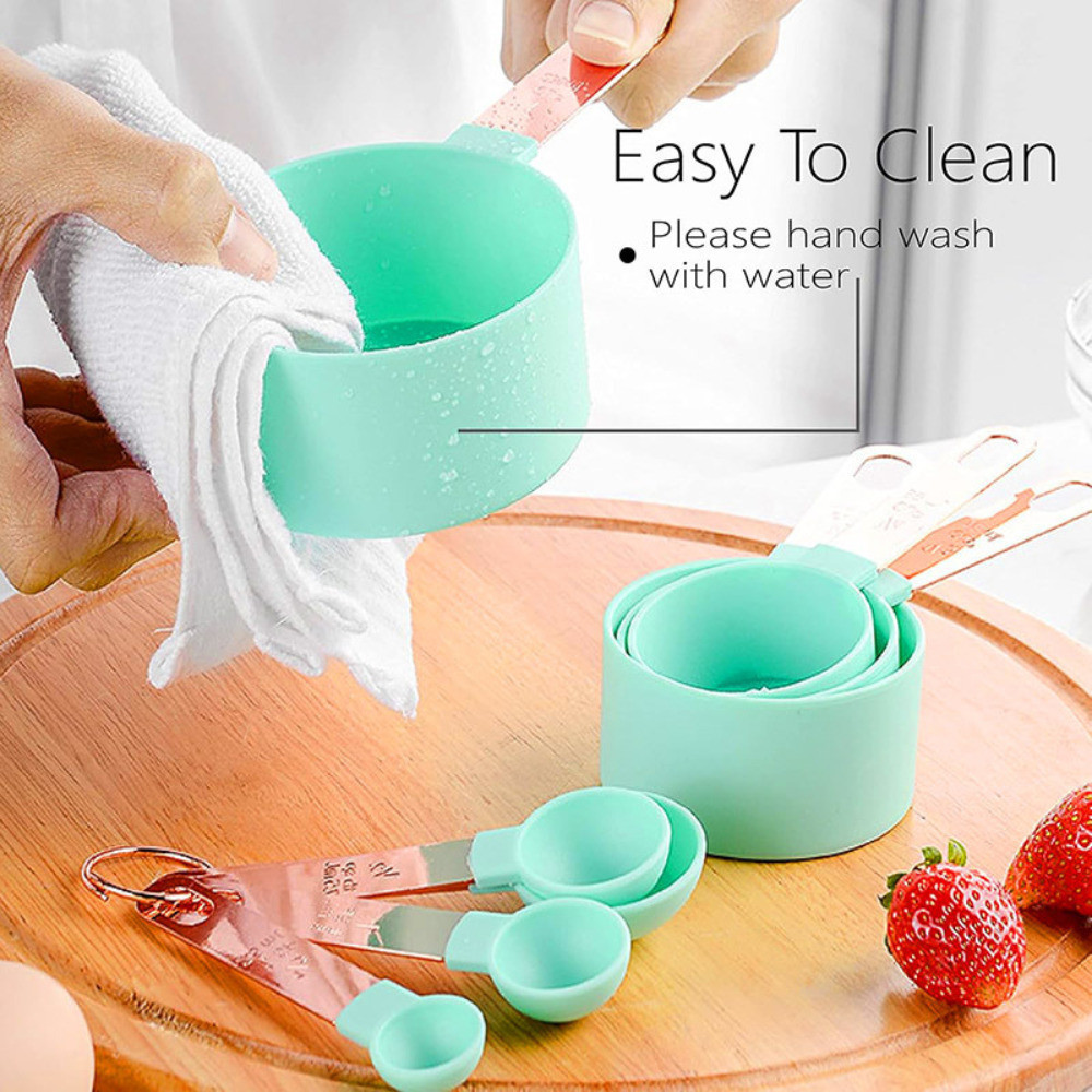 8pcs Stainless Steel Measuring Cups Measuring Spoon Kitchen Baking ...