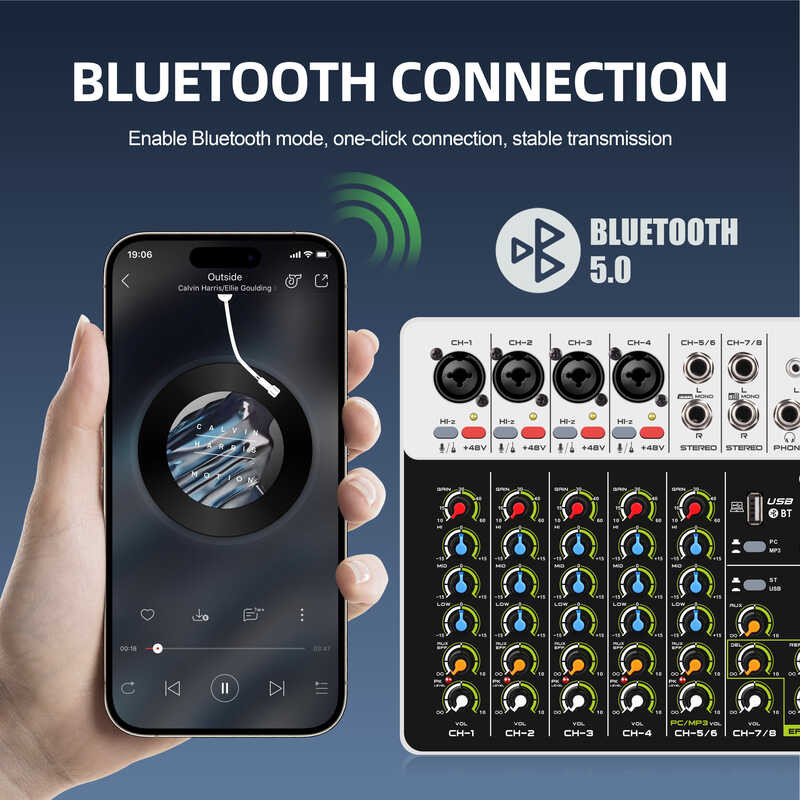Debra Mixer V8 DJ Audio Interface Mi Console Bluetooth Record PC 48V ...