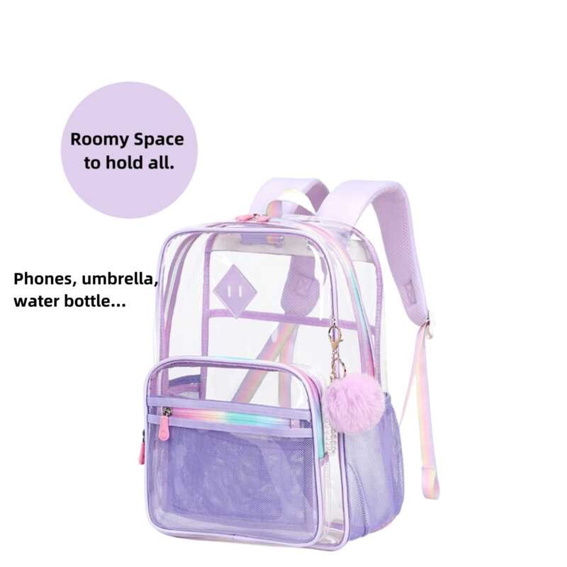Clear Popular Backpack Heavy Duty, Stylish Transparent Laptop Book Bag ...