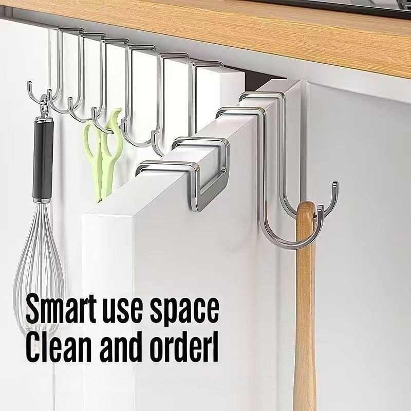 GTILE 6 Pack Over Door Drawer Cabinet Hook – Double S Shaped 304 Stainless Steel Heavy Duty Hooks For Kitchen, Bathroom, Closet (50lb Capacity)