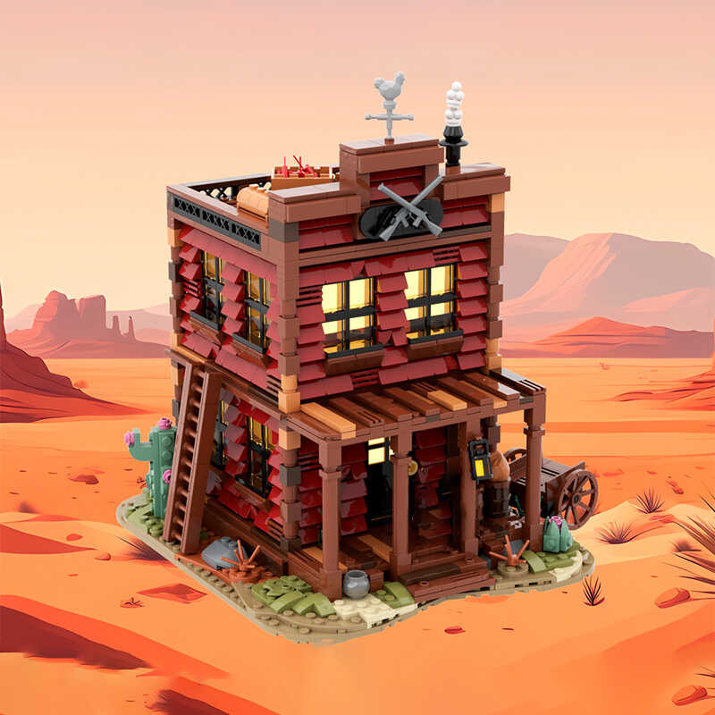 Medieval Moc Western Cowboy Town Building Blocks Creative DIY Bricks ...