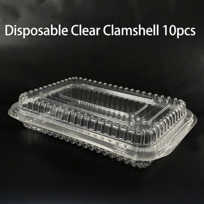 10pcs Disposable Clear Plastic Boxes Clamshell Food Container For Cakes ...