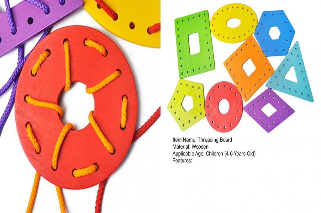 Boys Girls Threading Board Double-sided Threading Board Wooden ...