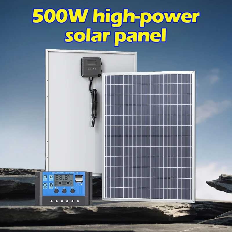 500W 1000W 12V Photovoltaic Panel Power Bank Kit 100A Controller Solar ...
