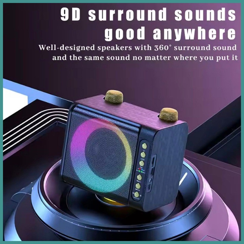 ∇ 3D stereo amplifier Bluetooth speaker RGB Light wireless Bluetooth ...
