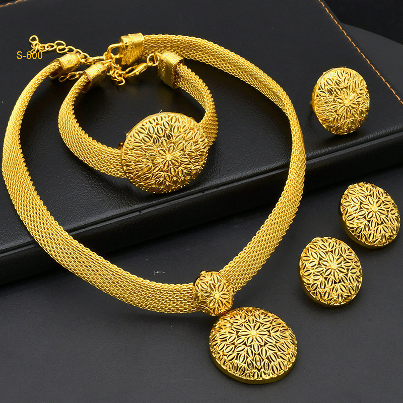 ANIID African Gold Color Jewelry Set for Women Indian Choker Necklace ...