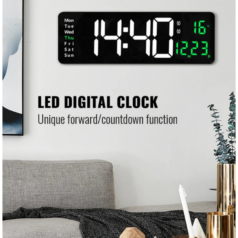 【COD】UPGRADED 16” Large Time Digit Led Digital Alarm Clock Wall Hang ...