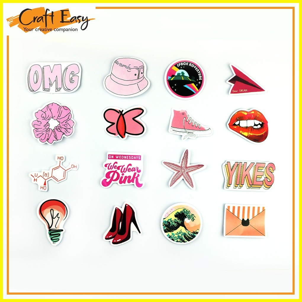 ۞ ¤ Craft Easy Stickers - Tickled Pink Theme (Assorted - 50 pcs ...