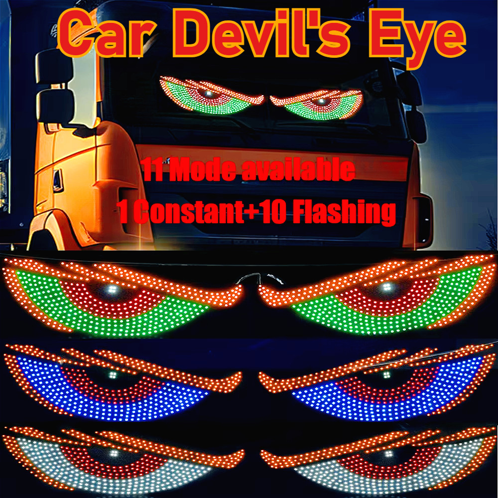 2PCS USB LED Devil's Eye Car LED Light with Animated Blinking Demon ...