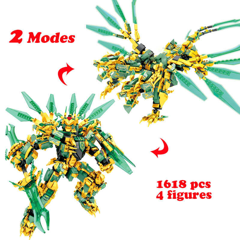 New 2024 Ninja Masters Spinjitzu Mech Two Headed Dragon Robot Figure Building Blocks Kit Bricks 